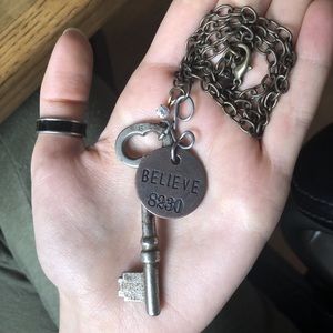 Unique “Believe” skeleton key necklace!